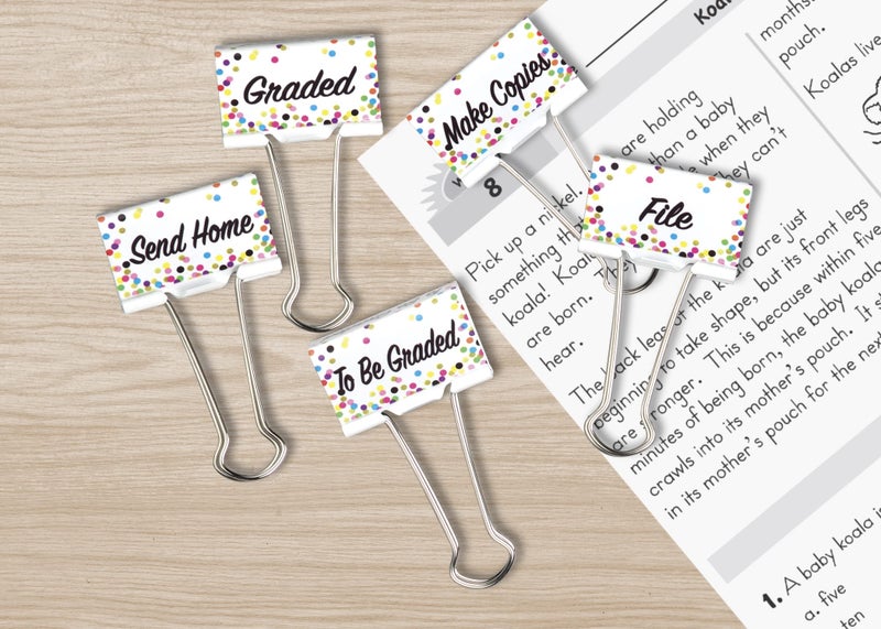 Teacher Created Resources Teacher Confetti Classroom Management Large Binder Clips - Image 1